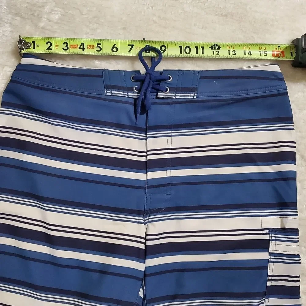 J. by J. Crew Flex Blue Striped Swim Boardshorts, Size 30
